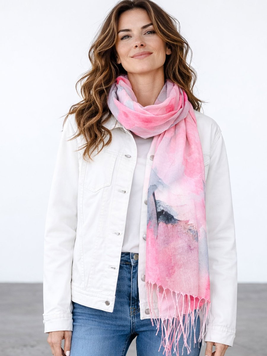 Lekki szalik różowy