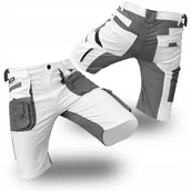 Odzież robocza - KRÓTKIE SPODENKI SPODNIE ROBOCZE BIAŁE MĘSKIE SZORTY bojówki LATO Stretch - miniaturka - grafika 1