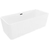 Wanny - Mexen Nila wanna wolnostojąca ryflowana 170 x 75 cm, biała, przelew czarny - 52841708000-70 - miniaturka - grafika 1
