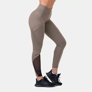 Spodnie sportowe damskie - NEBBIA Legginsy damskie Fit&Smart z wysokim stanem Mocha XS - grafika 1