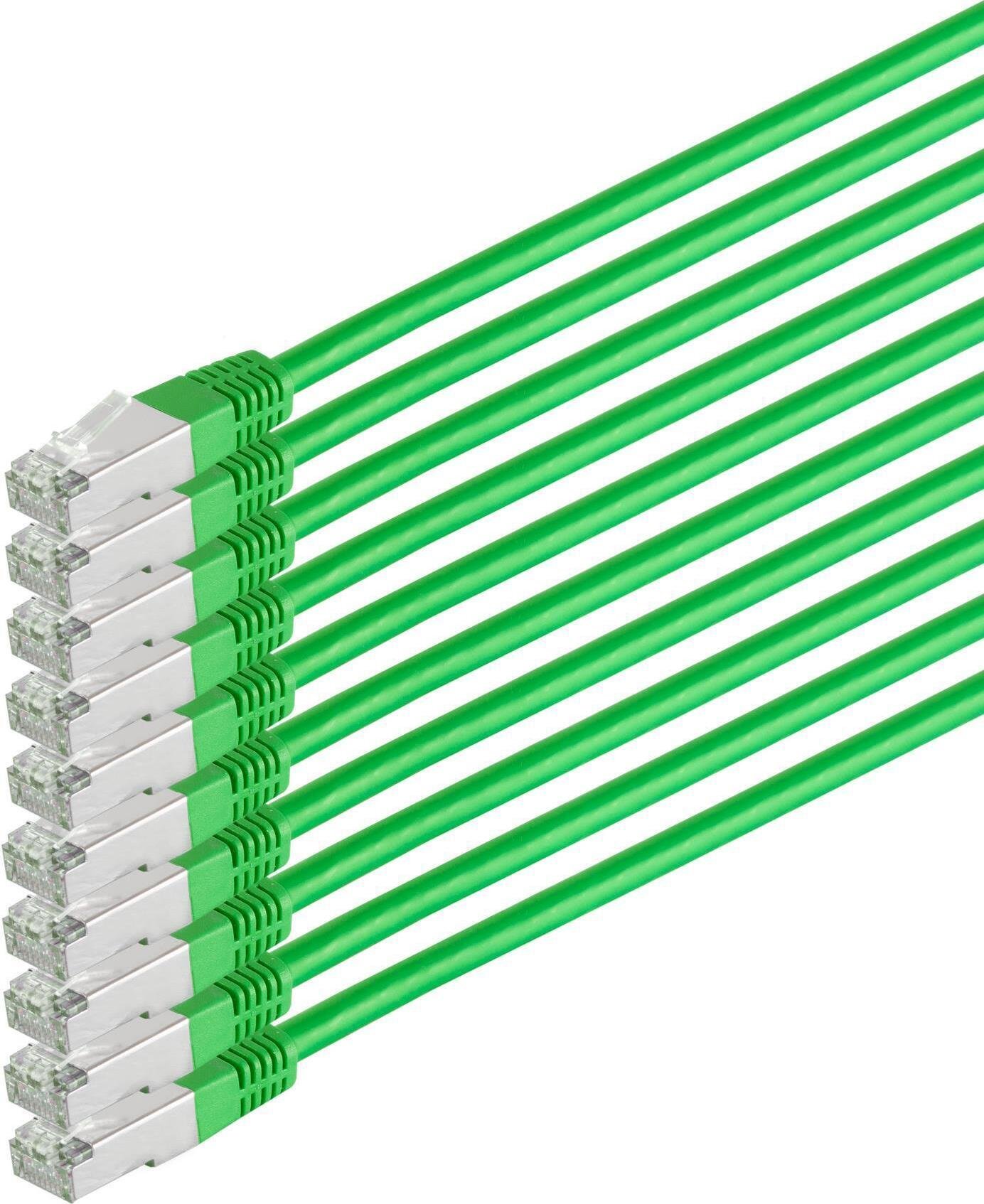 Kabel sieciowy S/CONN o maksymalnej łączności, kat. 6, S/FTP, PIMF, bezhalogenowy, VE10, zielony, 0,5 m (75711-H0.5G-SET10)