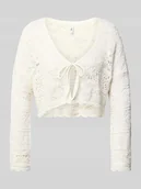 Swetry damskie - Kardigan rozpinany o skróconym kroju z recyklingowej Mieszanka bawełny Model 'BEACH LIFE' - miniaturka - grafika 1