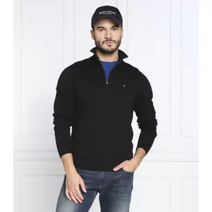 Tommy Hilfiger Sweter ZIP MOCK | Regular Fit | z dodatkiem kaszmiru - Swetry męskie - miniaturka - grafika 1