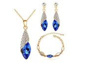 Zestawy biżuterii dla kobiet - Komplet biżuterii migdały z szafirowymi cyrkoniami łezki krople - miniaturka - grafika 1