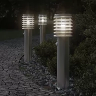 Lampy ogrodowe - Lampa ogrodowa na słupku, z czujnikiem, srebrna, 60 cm, stal Lumarko! - miniaturka - grafika 1