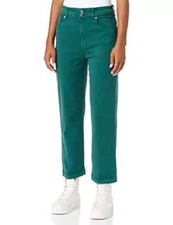 Spodnie damskie - Love Moschino Cropped Garment Dyed Twill z Black Shiny Back Tag Damskie spodnie swobodne, zielony, 32 - grafika 1