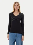 Bluzki damskie - Guess Bluzka W5YI26 J1314 Czarny Slim Fit - miniaturka - grafika 1