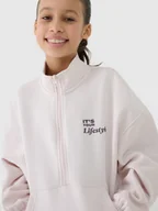 Bluzy dla dziewczynek - 4F Bluza dresowa nierozpinana bez kaptura dziewczęca - biała 164 (13-14 lat) - miniaturka - grafika 1