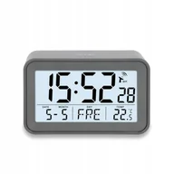 Stacje pogodowe - Zegar elektroniczny z kalendarzem termometrem Ade 10,5 x 6,5 x 4 cm szary - miniaturka - grafika 1