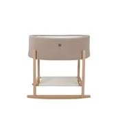 Łóżeczka i kojce - Kosz Mojżesza Teddy w kolorze beżowym i drewnianą kołyską na biegunach. - miniaturka - grafika 1