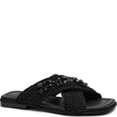 Klapki i japonki damskie - INUIKII Klapki WOVEN CROSSED STONES | z dodatkiem skóry - miniaturka - grafika 1