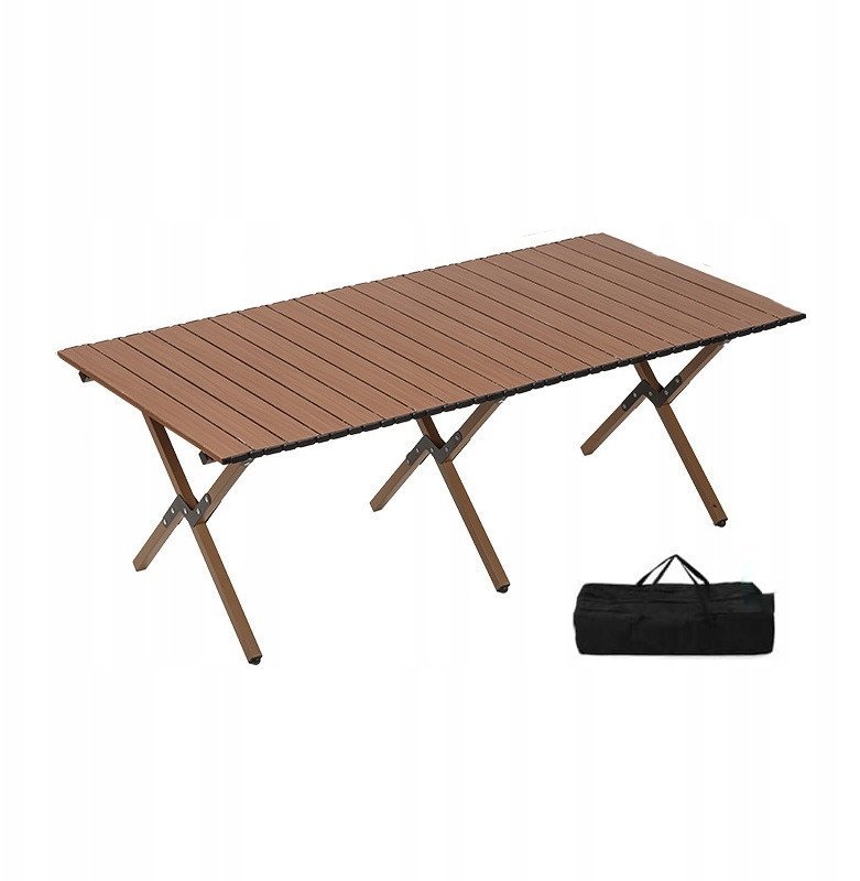 ITIMPORT  Stół OGRODOWY 120x90cm MOCNY ODPORNY Kempingowy TORBA MOCNY STABILNY C.BRĄZ