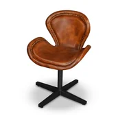 Krzesła - Krzesło Obrotowe Iron Label #31 59X59X81 Cm Brązowa Skóra Naturalna + Czarne Nogi B 8630 - miniaturka - grafika 1