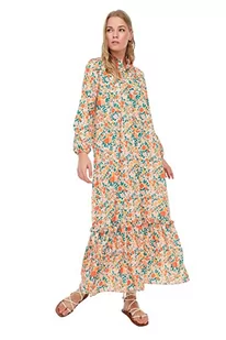 TRENDYOL Frau Modest Maxi A-line Regular Fit tkanina skromna sukienka, pomarańczowy, 36 - Sukienki - miniaturka - grafika 1