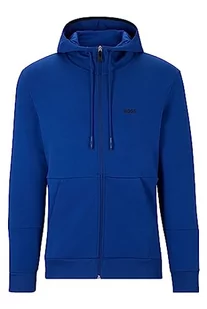 BOSS Męska bluza z kapturem Saggy 1 z mieszanki bawełny z zamkiem błyskawicznym i wyszywanym logo, niebieski, XS - Bluzy męskie - miniaturka - grafika 1