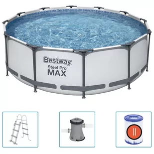 vidaXL Bestway Basen Steel Pro MAX z akcesoriami, 366x100 cm - Baseny ogrodowe - miniaturka - grafika 1