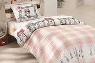 Pościel dla dzieci - Pościel 160x200 Maldine Pempe różowa krata dziewczynki młodzieżowa Faro 23 - miniaturka - grafika 1