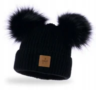Czapki damskie - Ciepła CZAPKA z dwoma pomponami polar KOLORY j1 - miniaturka - grafika 1