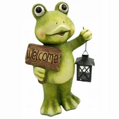 Figurki dekoracyjne - Figurka ogrodowa ŻABA Z LAMPIONEM 40 cm WYSOKA skrzat ceramiczny dekoracja ogrodowa - miniaturka - grafika 1