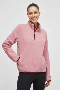 Bluzy damskie - Napapijri bluza polarowa kolor różowy gładka - grafika 1