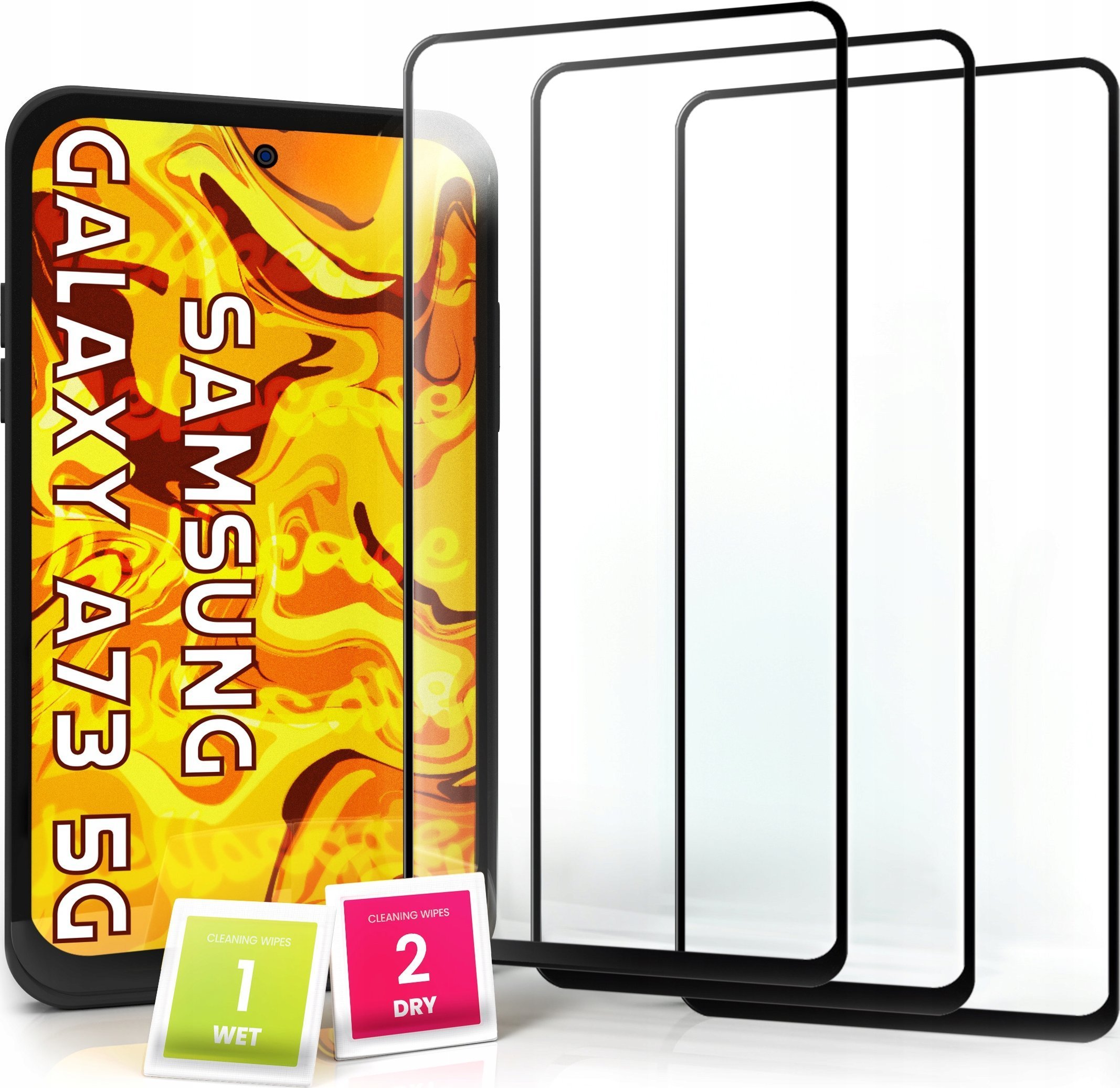 Hello Case 3-pak SZKŁO HARTOWANE DO Samsung Galaxy A73 na cały ekran 9H ochronne 5D