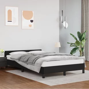 Lumarko Rama łóżka z zagłówkiem, czarna, 120x200 cm, sztuczna skóra - Łóżka - miniaturka - grafika 1