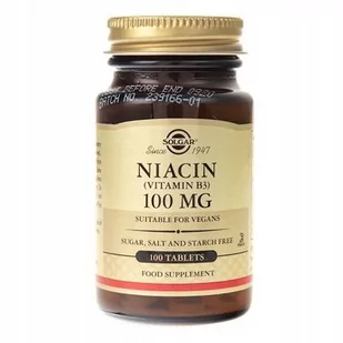 Solgar Niacyna 100 mg - 100 tabletek SOL1860 - Witaminy i minerały - miniaturka - grafika 1