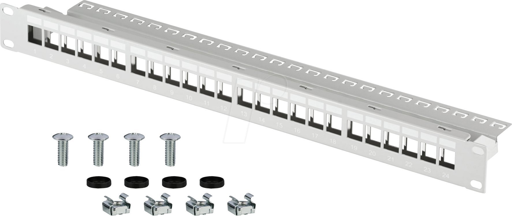 EFB EFB Verteilerfeld Patchpanel 48,26cm 19Zoll 1HE 24-Port grau ohne Keystone EC020100001