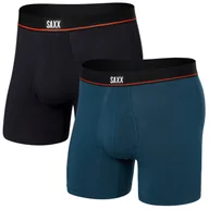 Majtki męskie - Bokserki Saxx Non-Stop Stretch Cotton Bb Fly 2Pk Rozmiar: L / Kolor: niebieski/czarny - miniaturka - grafika 1