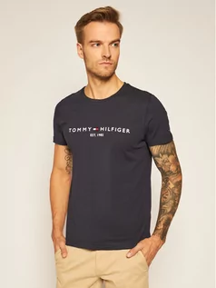 Koszulki męskie - Tommy Hilfiger T-Shirt Core Logo Tee MW0MW11465 Granatowy Regular Fit - grafika 1