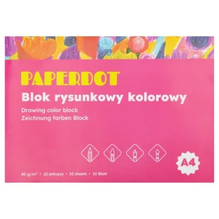 PAPERDOT Blok rysunkowy kolorowy A4, 80g, 10 ark - Szkolne artykuły papiernicze - miniaturka - grafika 1