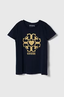 Koszulki dla dziewczynek - Guess t-shirt dziecięcy kolor granatowy - grafika 1