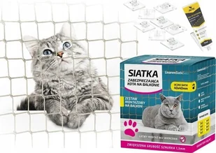 ZESTAW 5x3 GRUBA SIATKA DLA KOTA 1,5mm NA BALKON OCZKO 40mm ZESTAW BEZ WIERCENIA MARKA BEZPIECZNE KOTY - Pozostałe akcesoria dla kotów - miniaturka - grafika 1