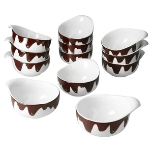 zestaw 12 miseczek do fondue Blob 150ml łyżeczka deserowa herbatniki czekolada brązowa porcelana biała kuchnia gastro - Zestawy sztućców - miniaturka - grafika 1