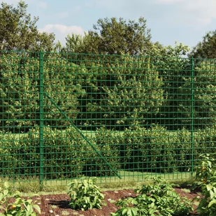 vidaXL Ogrodzenie z siatki, ze stopami słupków, zielone, 1,6x25 m - Ogrodzenia - miniaturka - grafika 1