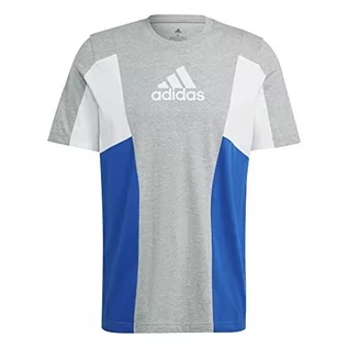 Koszulki męskie - adidas Męski T-shirt (Short Sleeve) M ESS Cb T, Medium Grey Heather/Team Royal Blue, IC3682, S - grafika 1