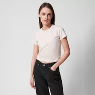 Koszulki sportowe damskie - Damski t-shirt crop top Outhorn OTHWSS24TTSHF1478 - beżowy - miniaturka - grafika 1