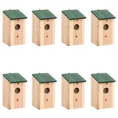 Klatki i wyposażenie dla ptaków - vidaXL Domki dla ptaków, 8 szt., drewniane, 14 x 15 x 22 cm - miniaturka - grafika 1