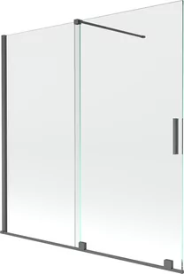 Mexen Velar parawan nawannowy 2-skrzydłowy przesuwny 160 x 150 cm, transparent, gun gray szczotkowany - 896-160-000-01-66 - Parawany nawannowe - miniaturka - grafika 1