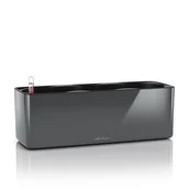 Donice - Donica LECHUZA Cube Glossy Triple, antracytowa, 14x40x13,5 cm - miniaturka - grafika 1