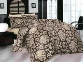 Pościel - Faro Pościel satynowa 160x200 orientalna ornamenty brązowa beżowa Valentini Era Kawa - miniaturka - grafika 1