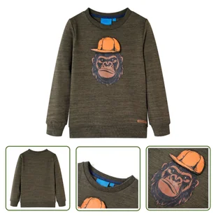 Bluza dziecięca - ciemne khaki - melanż - 128 - Bluza Dla Dziecka - Bluzy dla dziewczynek - miniaturka - grafika 1