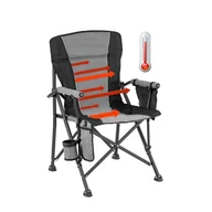 Meble turystyczne - Leziter Premium fűthető karfás horgász szék pohártartóval szürke - miniaturka - grafika 1