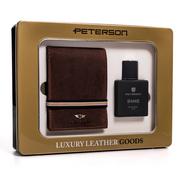 Portfele - Zestaw prezentowy: brązowy, skórzany portfel męski i woda toaletowa — Peterson - miniaturka - grafika 1