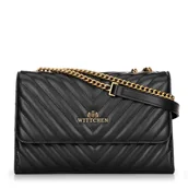 Torebki damskie - Damska listonoszka ze skóry naturalnej w przeszycia czarna - miniaturka - grafika 1