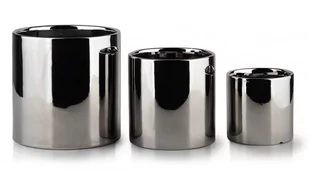 NEVA SILVER KOMPLET 3 DONICZEK xL:14Xh15 L:11,5Xh11,5 M:8,5Xh8,5cm - Donice - miniaturka - grafika 1