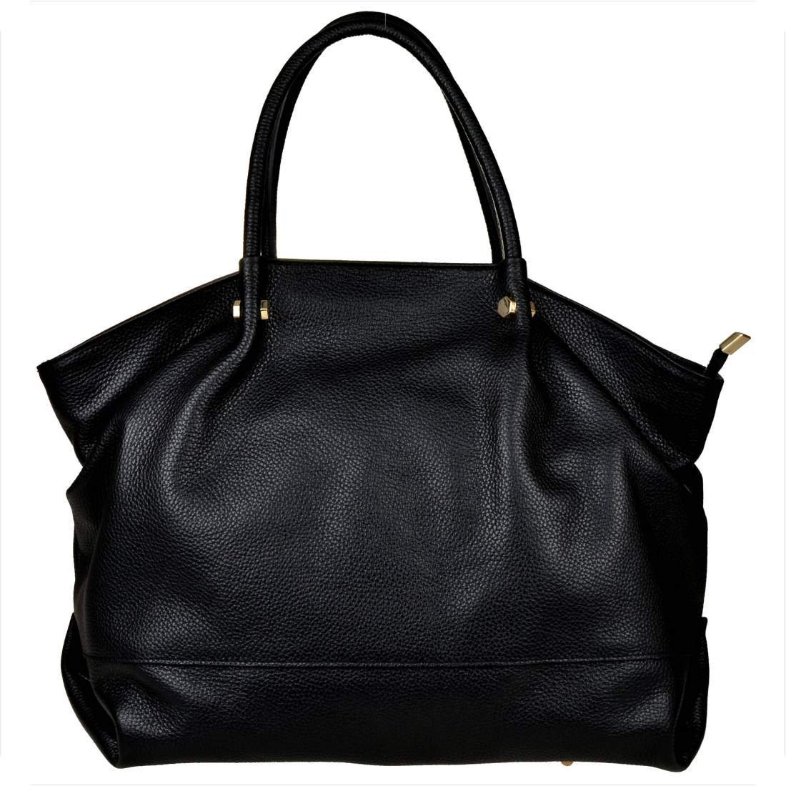 Borse in Pelle Włoska torebka shopper skóra naturalna czarna