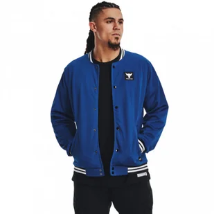Męska kurtka przejściowa Under Armour Project Rock Mesh Varsity Jacket - niebieska - Kurtki męskie - miniaturka - grafika 1