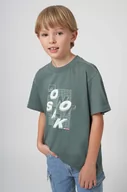 Koszulki dla chłopców - Mayoral t-shirt bawełniany dziecięcy kolor zielony z nadrukiem - miniaturka - grafika 1