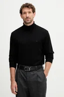Swetry męskie - Calvin Klein sweter wełniany męski kolor czarny lekki z golferm LV04LD317G - miniaturka - grafika 1